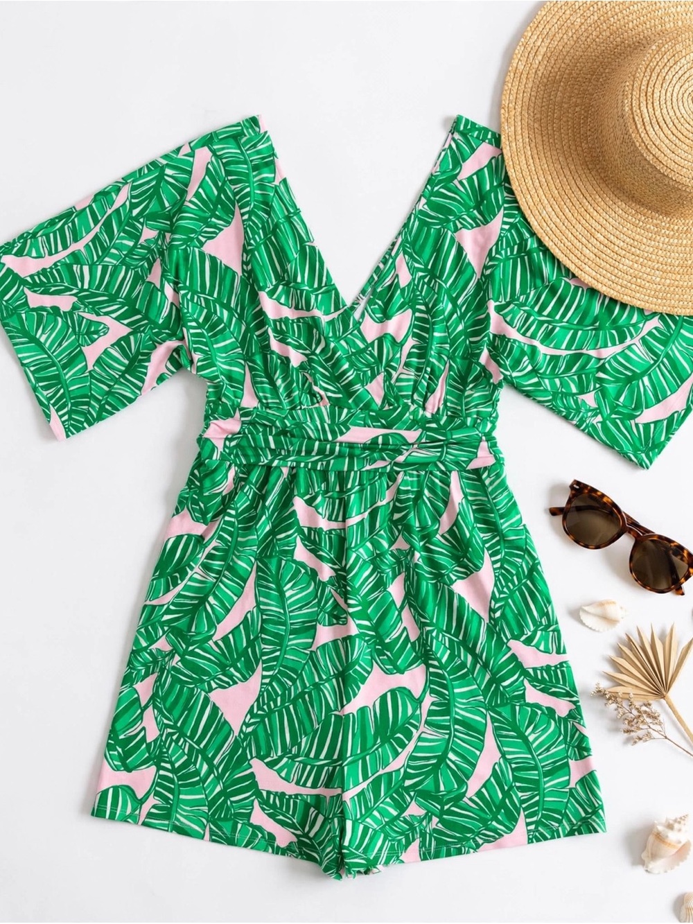 Lilly Pulitzer Parigi Romper S Mandevilla Baby EUC Palm Leaf Resort Wear